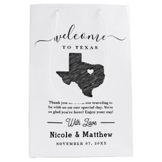 Sac Cadeau Moyen Accueil du Mariage texan minimaliste texan Texas