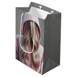 Sac Cadeau Moyen Ado d'anniversaire fille se cachant derrière les c