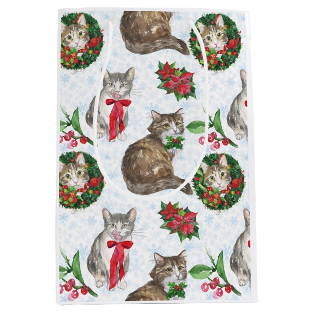 Sac Cadeau Moyen Adorable Cat Wreath (Devant)