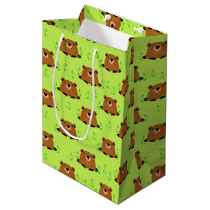 Sac Cadeau Moyen Adorable Motif de la marmotte de bois