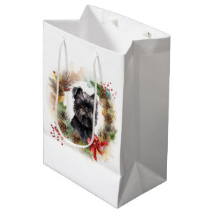 Sac Cadeau Moyen Affenpinscher Christmas Wreath Festive Pup
