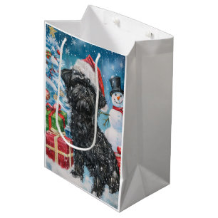 Sac Cadeau Moyen Affenpinscher Winter Wonderland Christmas Joie