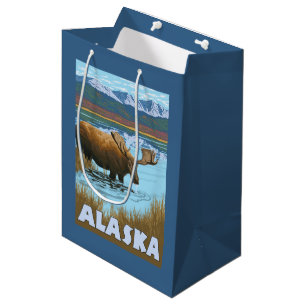 Sac Cadeau Moyen Affiche de Vintage voyage d'eau potable d'orignaux