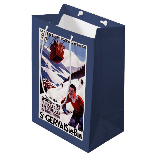 Sac Cadeau Moyen Affiche ferroviaire de promo de funiculaire de (Devant Angle)