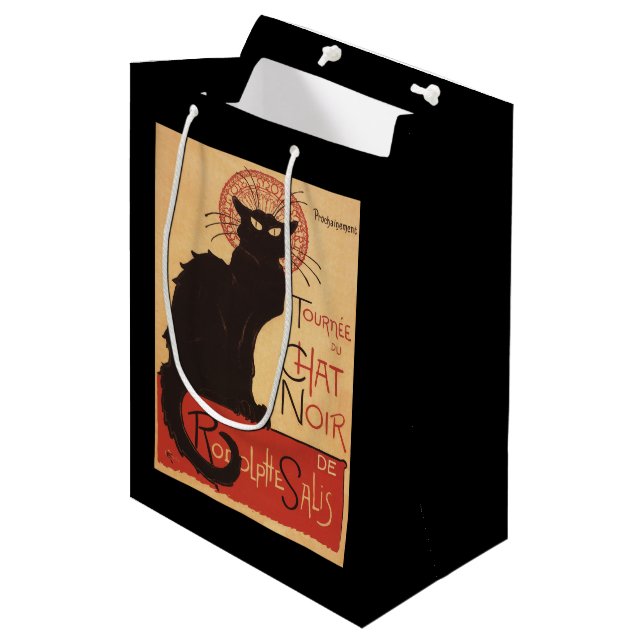 Sac Cadeau Moyen Affiche Noir de promo de chat noir de troupe de (Devant Angle)