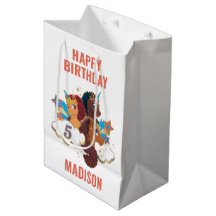 Sac Cadeau Moyen Afro Unicorn Filles magiques Anniversaire