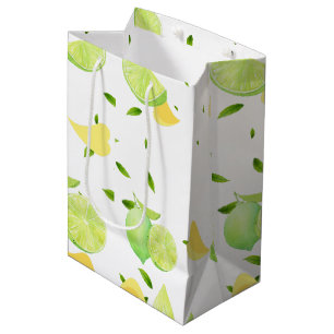 Sac Cadeau Moyen Agrumes TROPICALES FRUITS D'ÉTÉ Citron orange tran