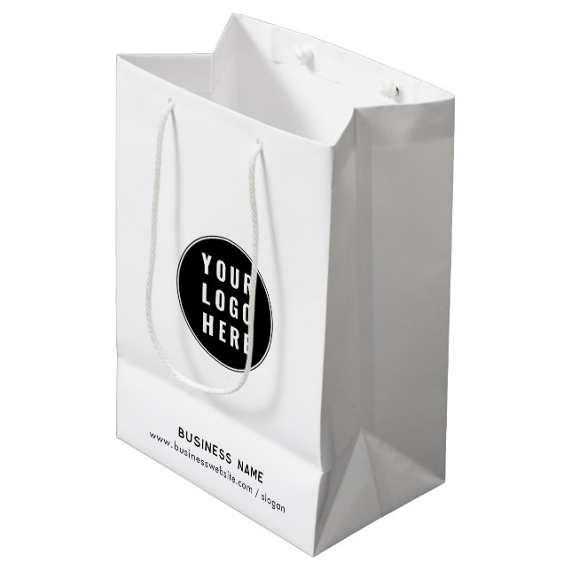 Sac Cadeau Moyen Ajouter un logo d'entreprise et un site Web person (Devant Angle)