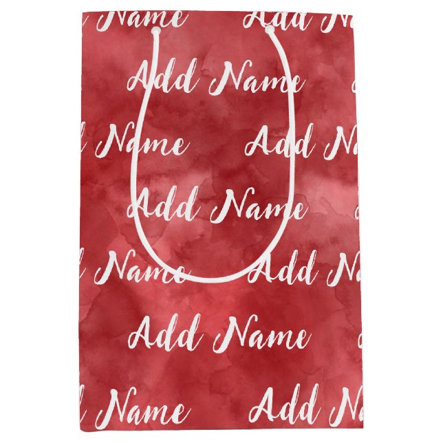 Sac Cadeau Moyen Ajouter un nom Couleur rouge personnalisée (Devant)