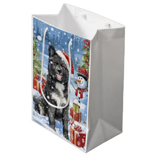 Sac Cadeau Moyen Akita Chien Winter Wonderland Noël Joie