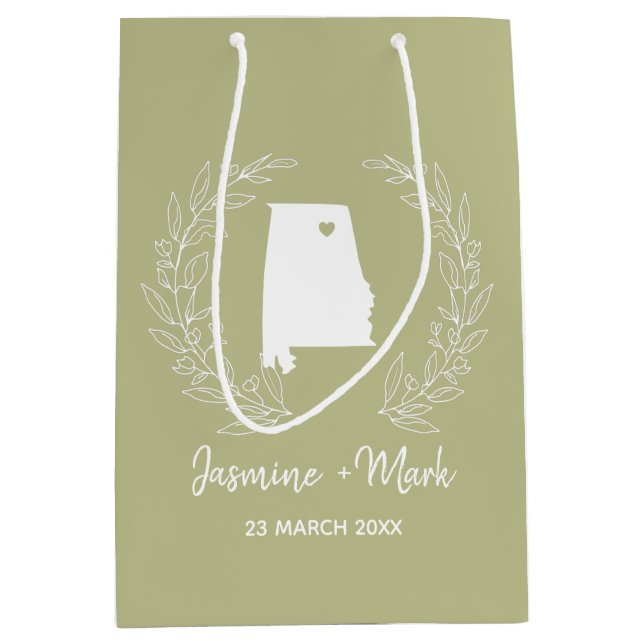 Sac Cadeau Moyen Alabama statemap destination mariage faveurs (Devant)