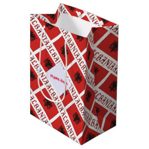 Sac Cadeau Moyen Albanie Drapeau albanais Carrelage Rouge Personnal