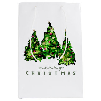 Sac Cadeau Moyen Alcohol Ink Design Christmas Tree Gift Wrap