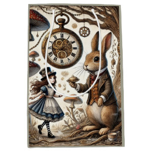 Sac Cadeau Moyen alice au pays des merveilles lapin blanc