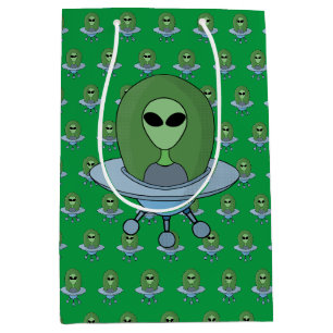 Sac Cadeau Moyen Alien dans son petit vaisseau spatial