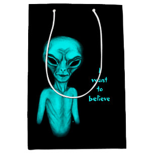 Sac Cadeau Moyen Alien, je veux croire