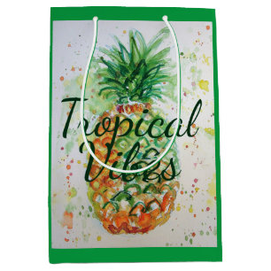 Sac Cadeau Moyen Alimentation en ananas Vibes tropicales Vibes oran