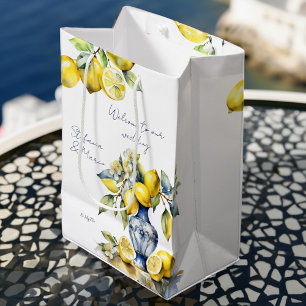 Sac Cadeau Moyen Amalfi tuiles bleues italiennes citrons mariage ac