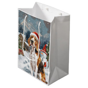 Sac Cadeau Moyen American English Foxhound Chien hiver Noël Joie