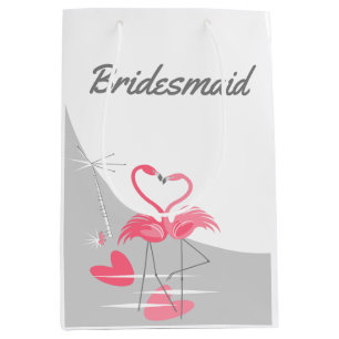 Sac Cadeau Moyen Amour de flamant rose Grande Lune Demoiselle d'hon