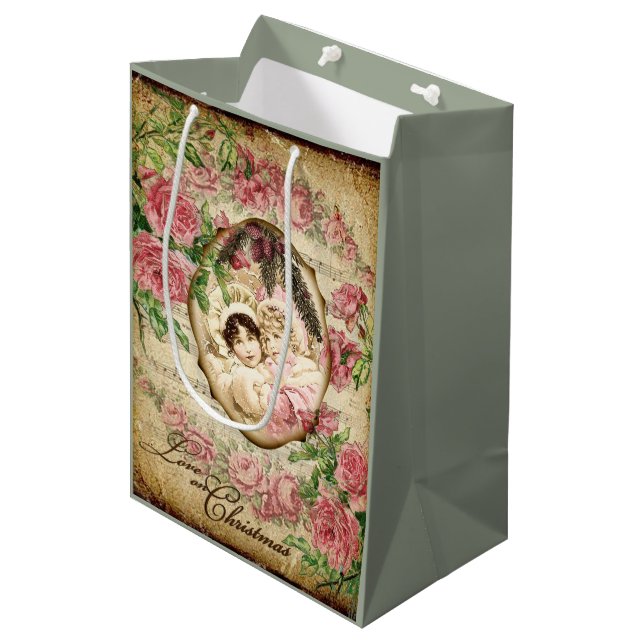 Sac Cadeau Moyen Amour sur Noël (Devant Angle)