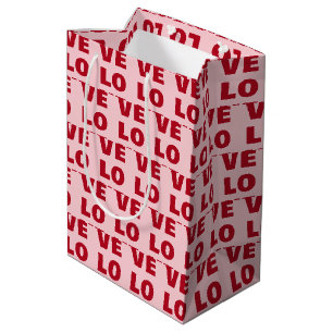 Sac Cadeau Moyen Amour Typographie Gras Rose & Rouge