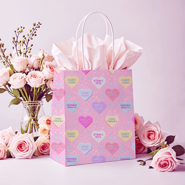 Sac Cadeau Moyen Amour véritable rose avec des cœurs en bonbons et  (Créateur téléchargé)