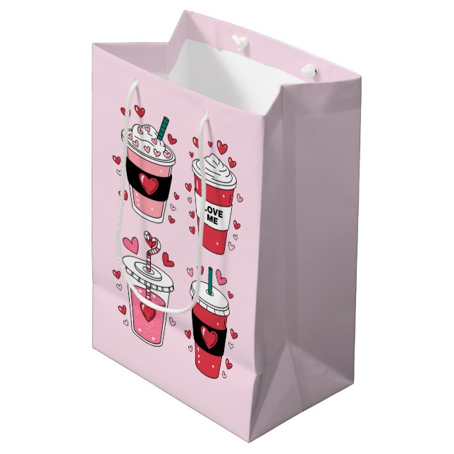 Sac Cadeau Moyen Amoureux de café de la Saint-Valentin (Devant Angle)