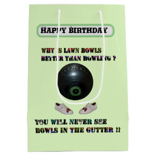 Sac Cadeau Moyen Amusante pelouse Bowling contre Bowling, Anniversa