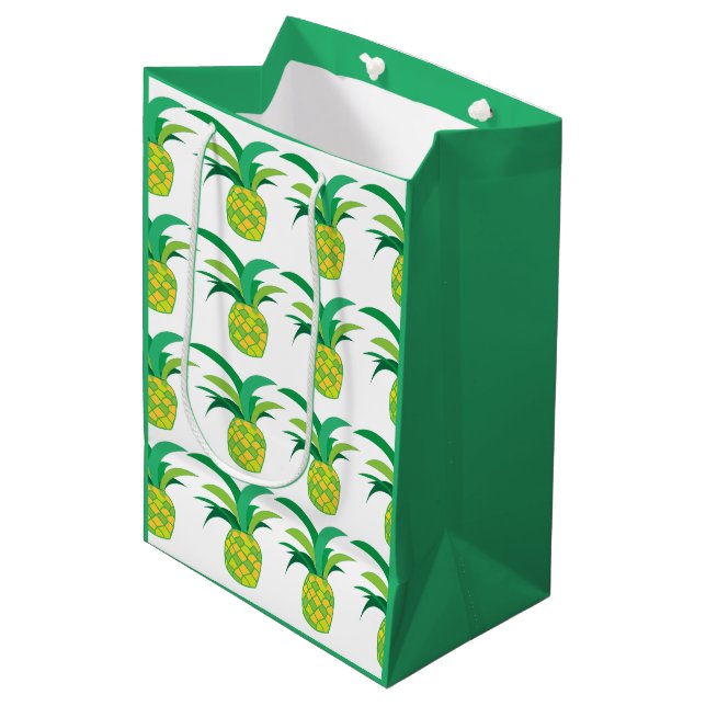Sac Cadeau Moyen Ananas Tropical Été (Devant Angle)