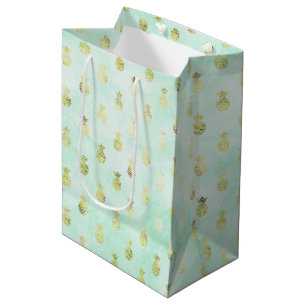 Sac Cadeau Moyen Ananas Tropical Glam Gold