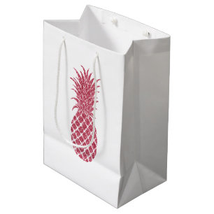 Sac Cadeau Moyen Ananas Tropical Parties scintillant rose Fille