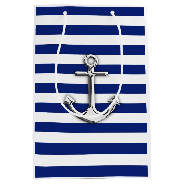 Sac Cadeau Moyen Ancre argent classique (Devant)