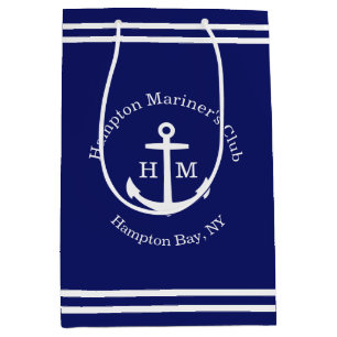 Sac Cadeau Moyen Ancre nautique personnalisée (bleue)