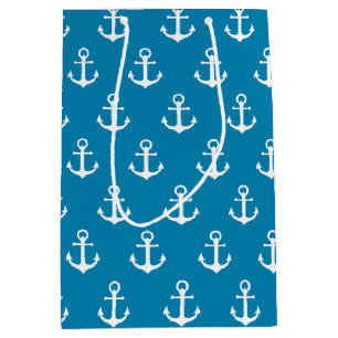Sac Cadeau Moyen Ancres nautiques bleu Aqua