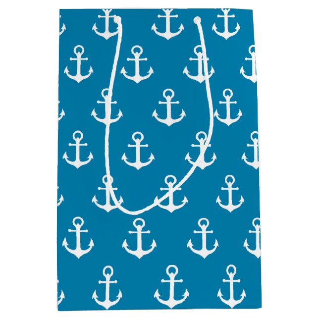 Sac Cadeau Moyen Ancres nautiques bleu Aqua (Devant)