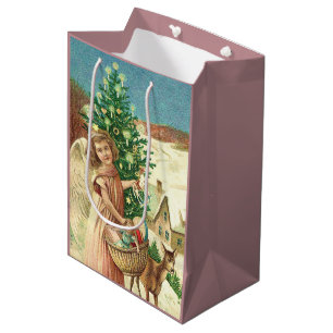 Sac Cadeau Moyen Angel bringing Christmas poiss and presents