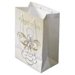 Sac Cadeau Moyen Angel de Filigree de Joy Gold Ombre Snowflakes