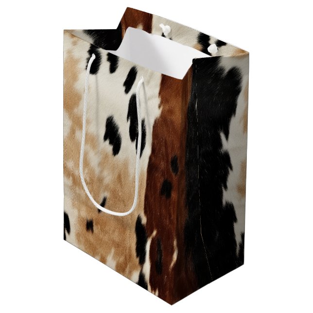 Sac Cadeau Moyen Animal de la vache Brown de l'Ouest (Devant Angle)