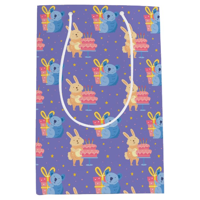 Sac Cadeau Moyen Animaux d'anniversaire mignons (Devant)