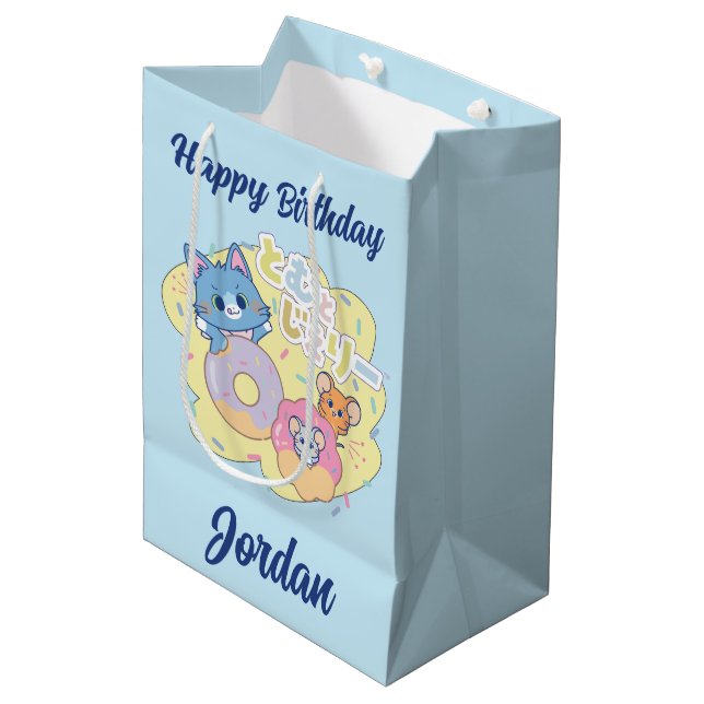 Sac Cadeau Moyen Anime Donut délice avec Tom, Jerry et Tuffy (Devant Angle)