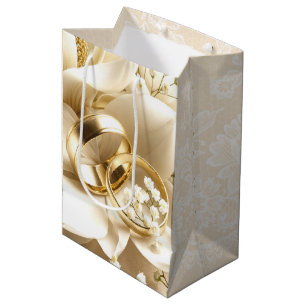Sac Cadeau Moyen Anneaux mariages Sur Fleur Magnolia