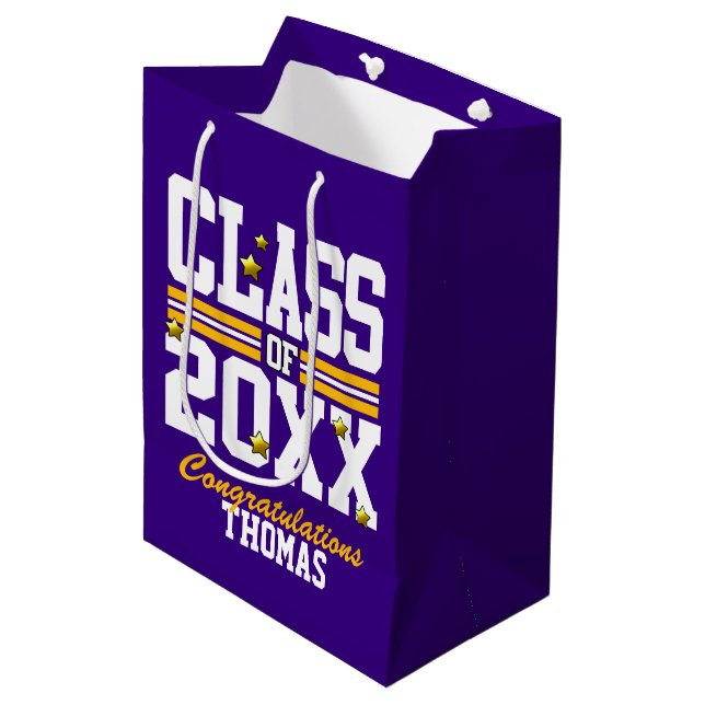 Sac Cadeau Moyen Année de la promotion Purple|Yellow (Devant Angle)