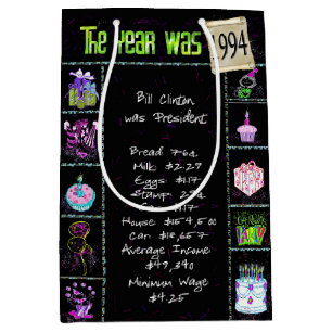 Sac Cadeau Moyen Année De Naissance 1994 Fun Trivia On Black