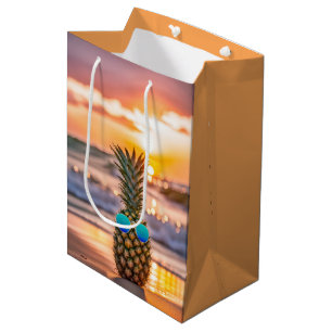 Sac Cadeau Moyen Anniversaire Anniversaire Ananas Avec Lunettes De