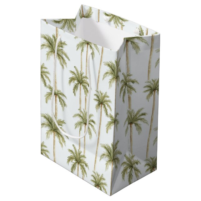 Sac Cadeau Moyen Anniversaire aux palmiers tropicaux (Devant Angle)