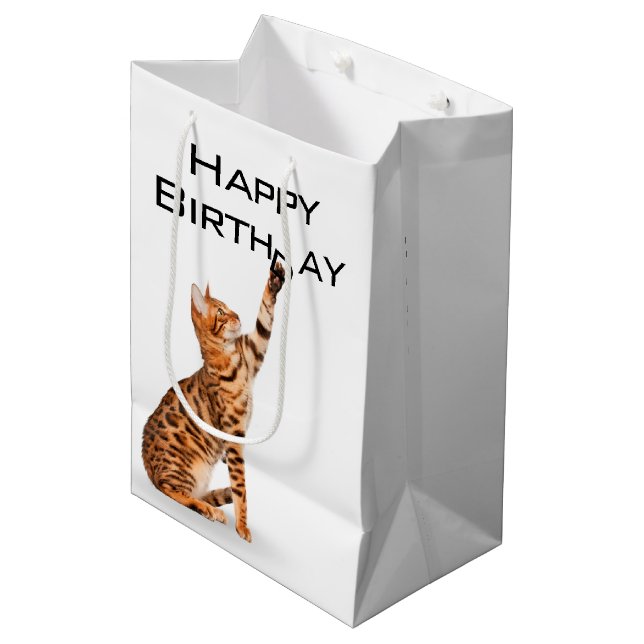 Sac Cadeau Moyen Anniversaire Bengale Chat (Devant Angle)