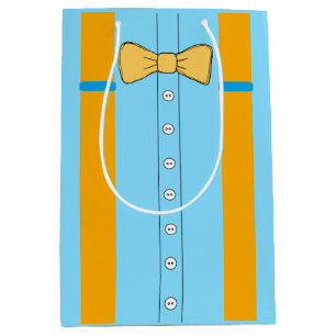 Sac Cadeau Moyen Anniversaire bleu et orange de bretelles et de