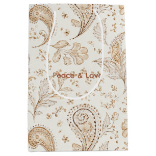 Sac Cadeau Moyen Anniversaire Bohème Hippie Sixties Paisley Paix
