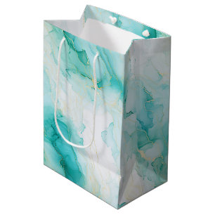 Sac Cadeau Moyen Anniversaire Chic Mint White Gold